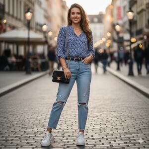 RockFlowerPaper Blue Printed Blouse